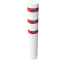 Barrier bollard | Steel tube  323 x 5 mm | stationary | for setting in concrete | hot-dip galvanized and white coatedwith three red reflecting stripes | total length: 2000 mm | with welded steel cap